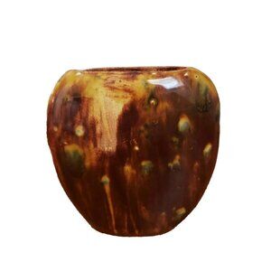 Art Pottery, Ceramic, Handmade Small Brown Rustic Earth Tone Oval Vase